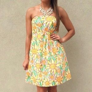 Lilly Pulitzer NWT  Strapless Wyatt Dress Printed Classic White Daffies size 14